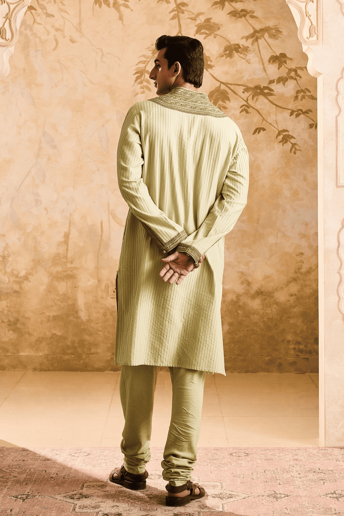 Embroidered Sage Green Kurta Set