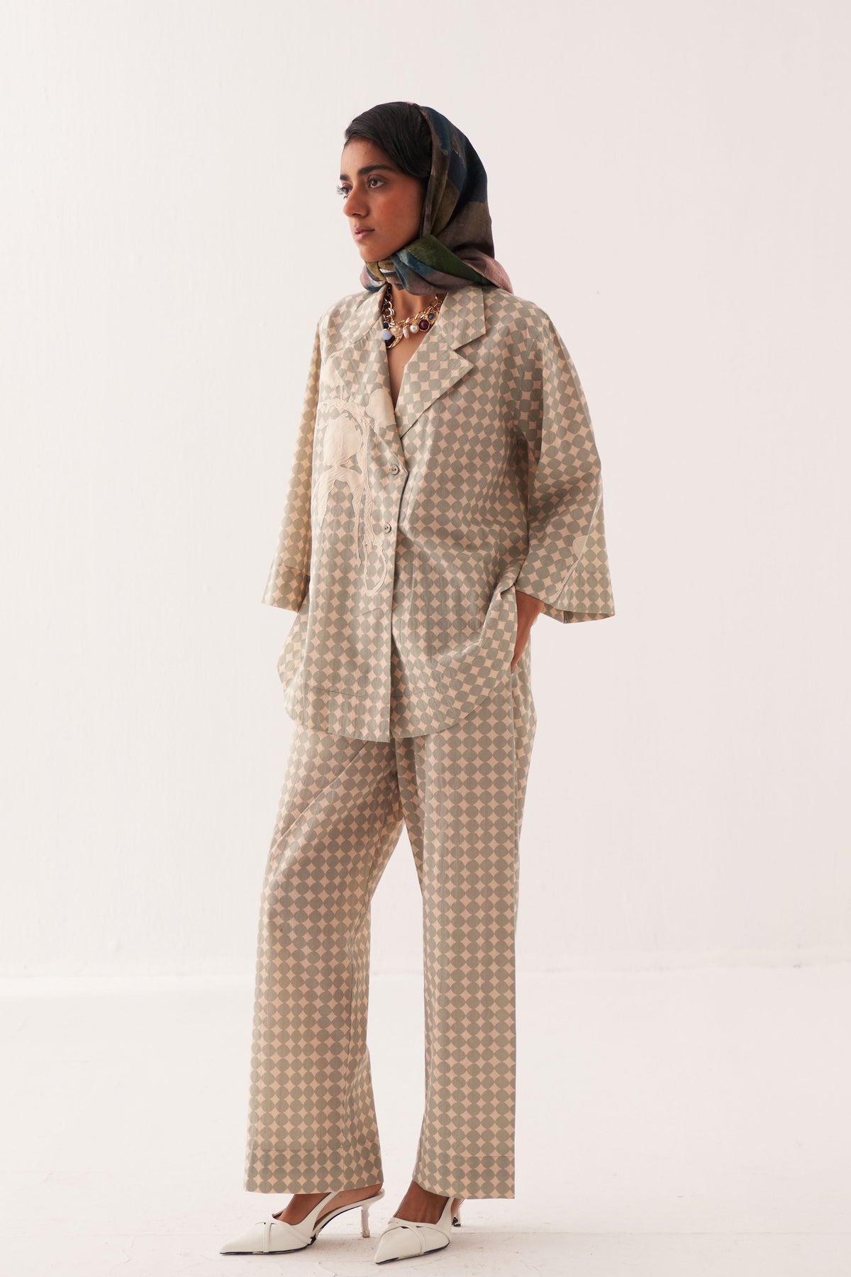 Cuboid Appliqe Jacket Shirt
