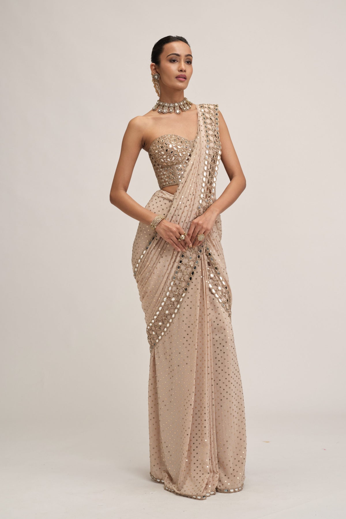 Modern Draped Saree Set