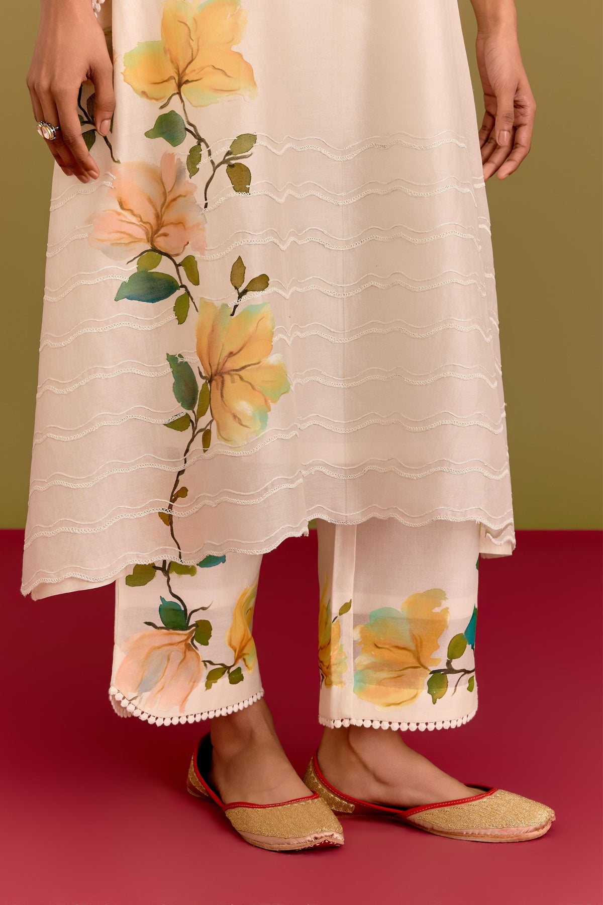 Ivory Hand Paint Kaftan Set