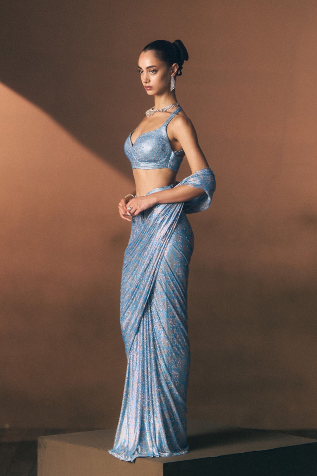 Lagoon Drape Saree Set