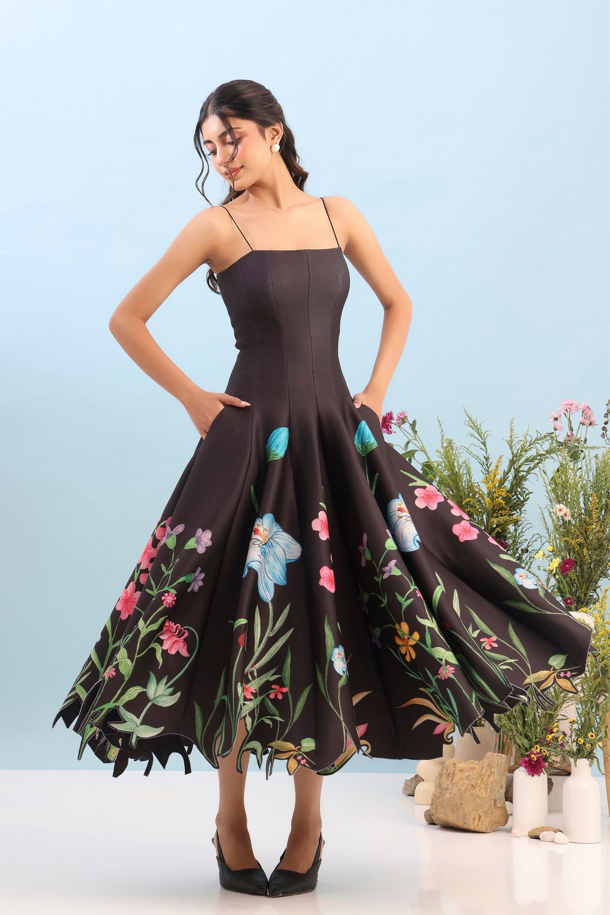Printed Panel Detachable Dress Set
