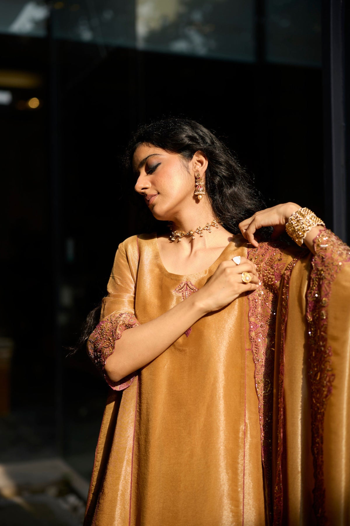 Mustard Dhara Kurta Set