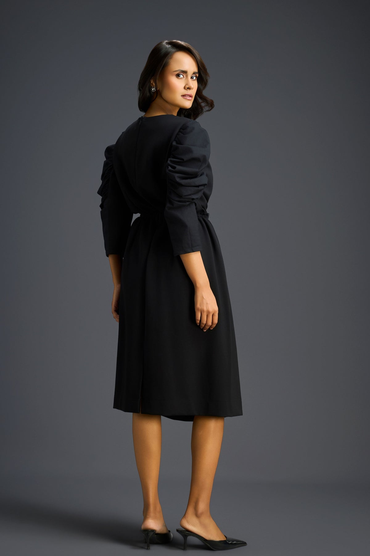 Midriff Cutout Black Dress