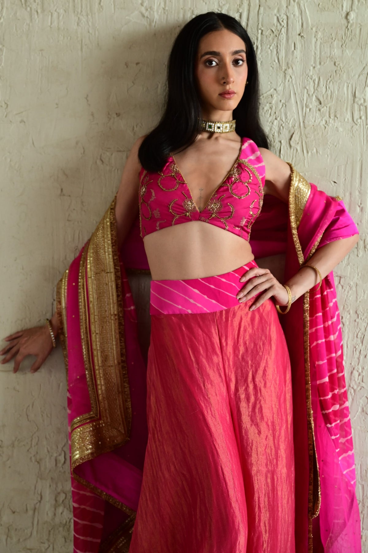 Hot Pink Choli Sharara Set