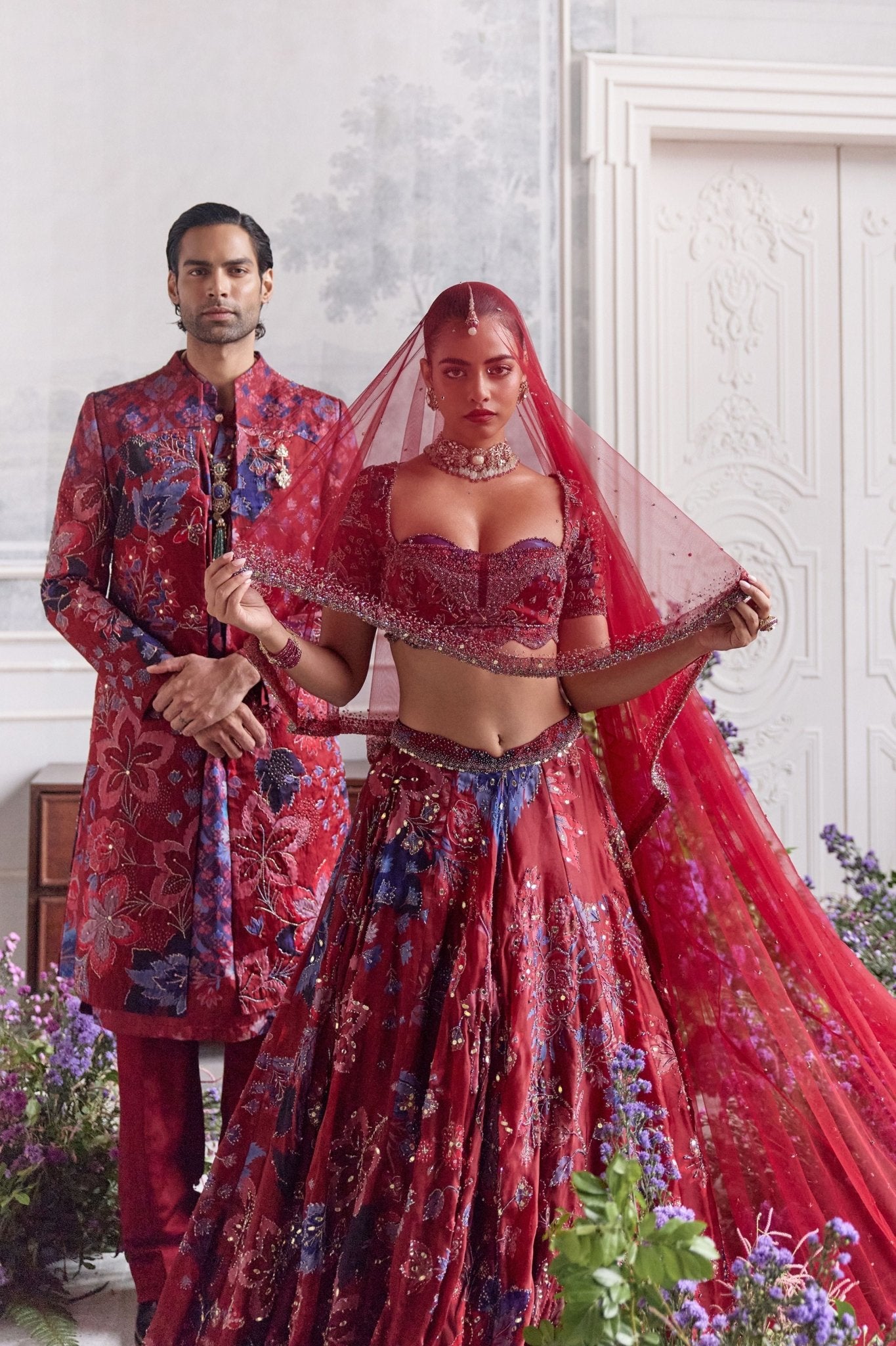 Ridaa Lehenga Set With Veil - Mahima Mahajan - Elahe