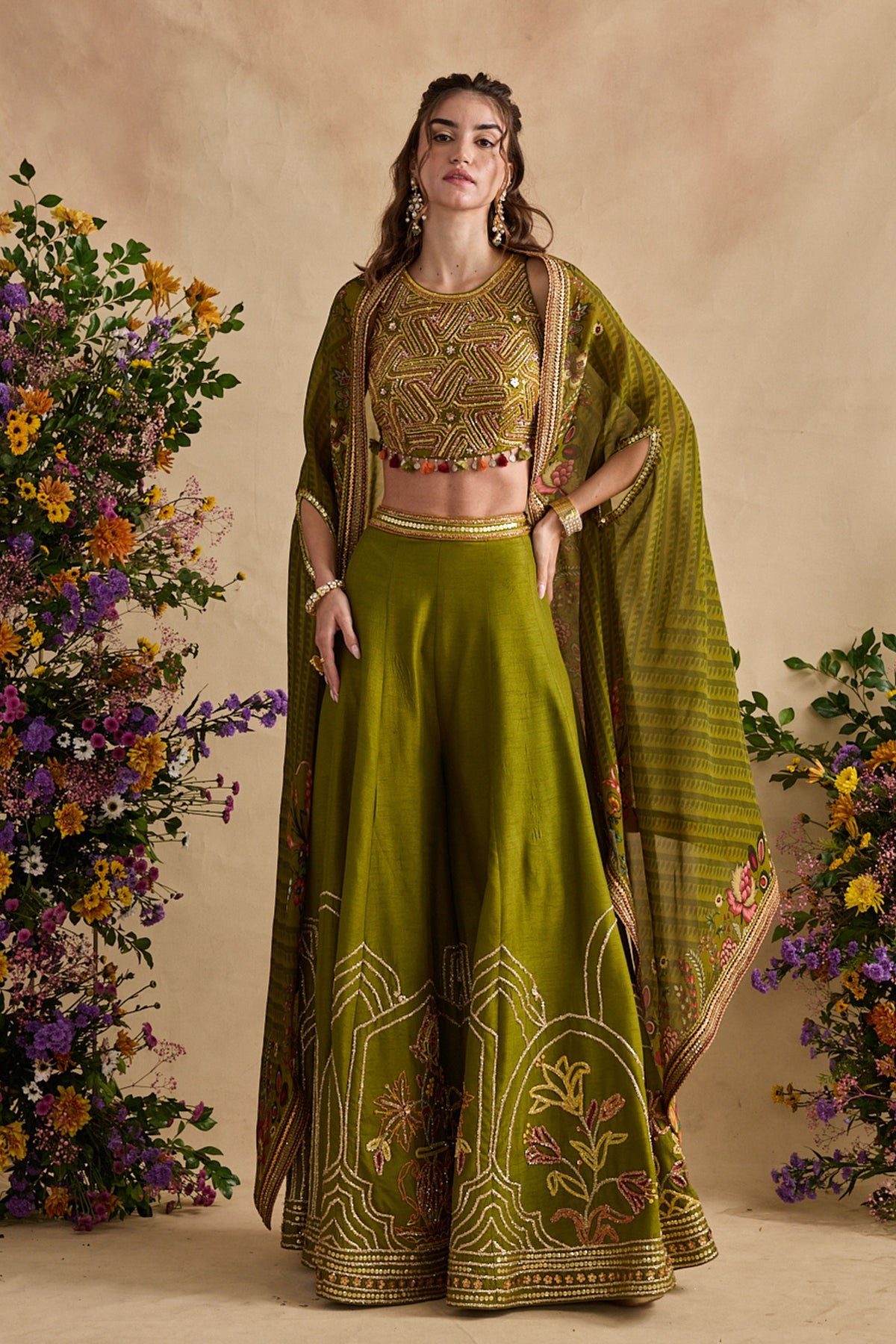 Raiba Green Cape Set