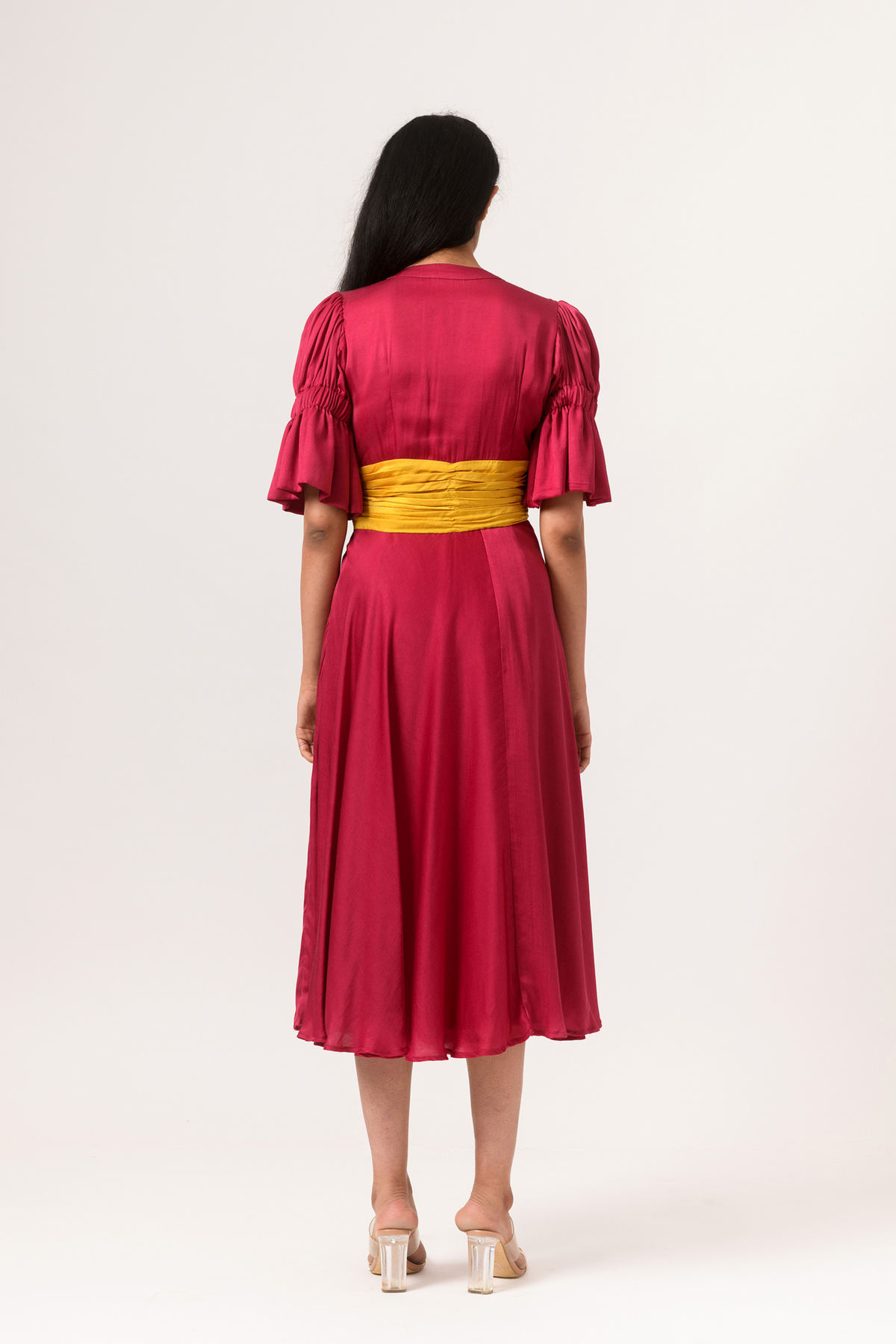 Wine yellow rouching dress