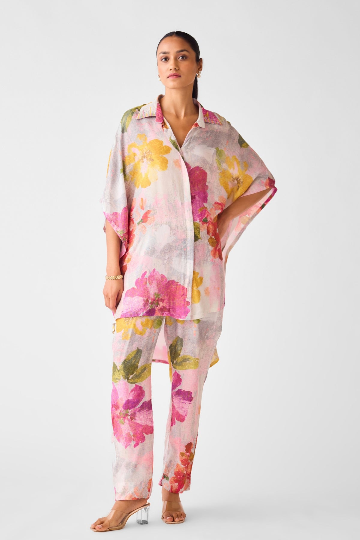 Grey Floral Muslin Co-ord Set