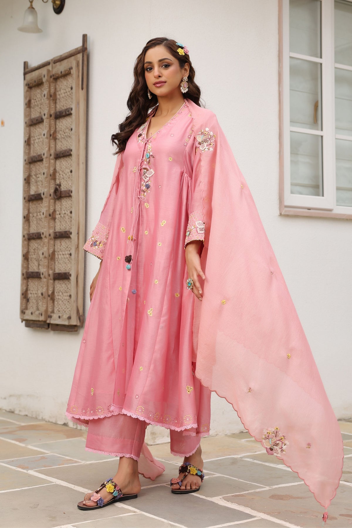 Gulzar Pink Kalidaar Set