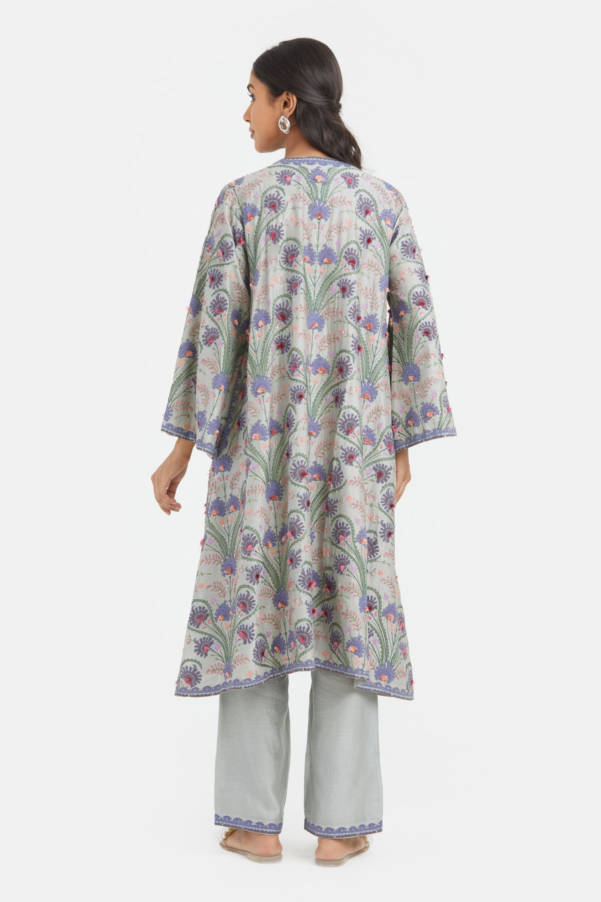 Bluish Grey Silk Kurta Set