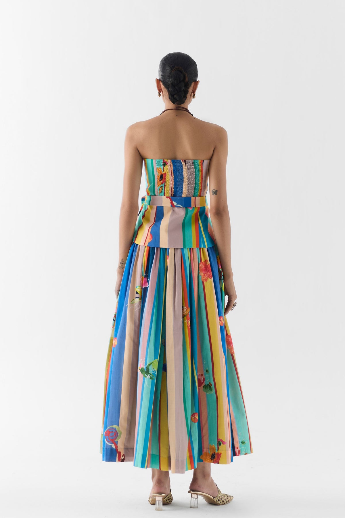 Blue Barcode Skirt Set
