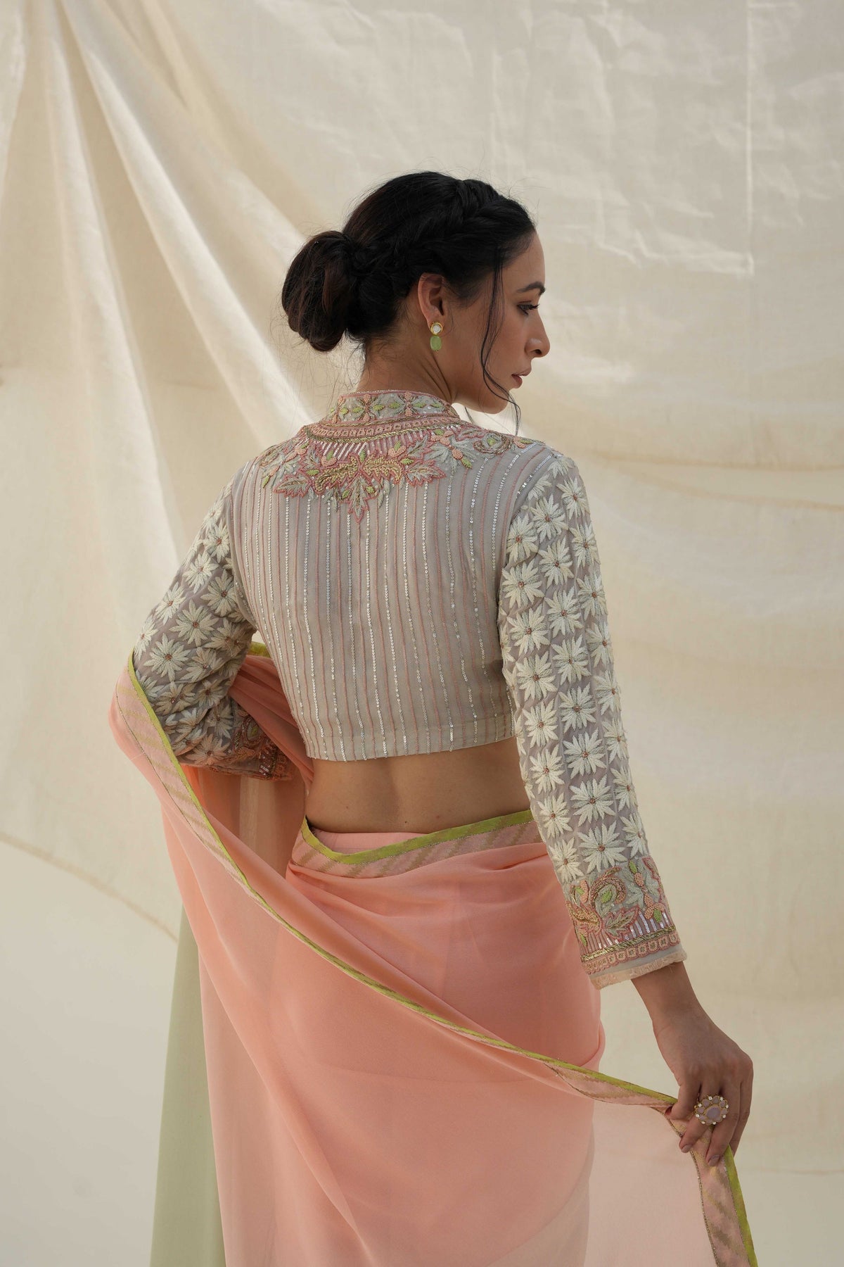 Pista Green Saree Set