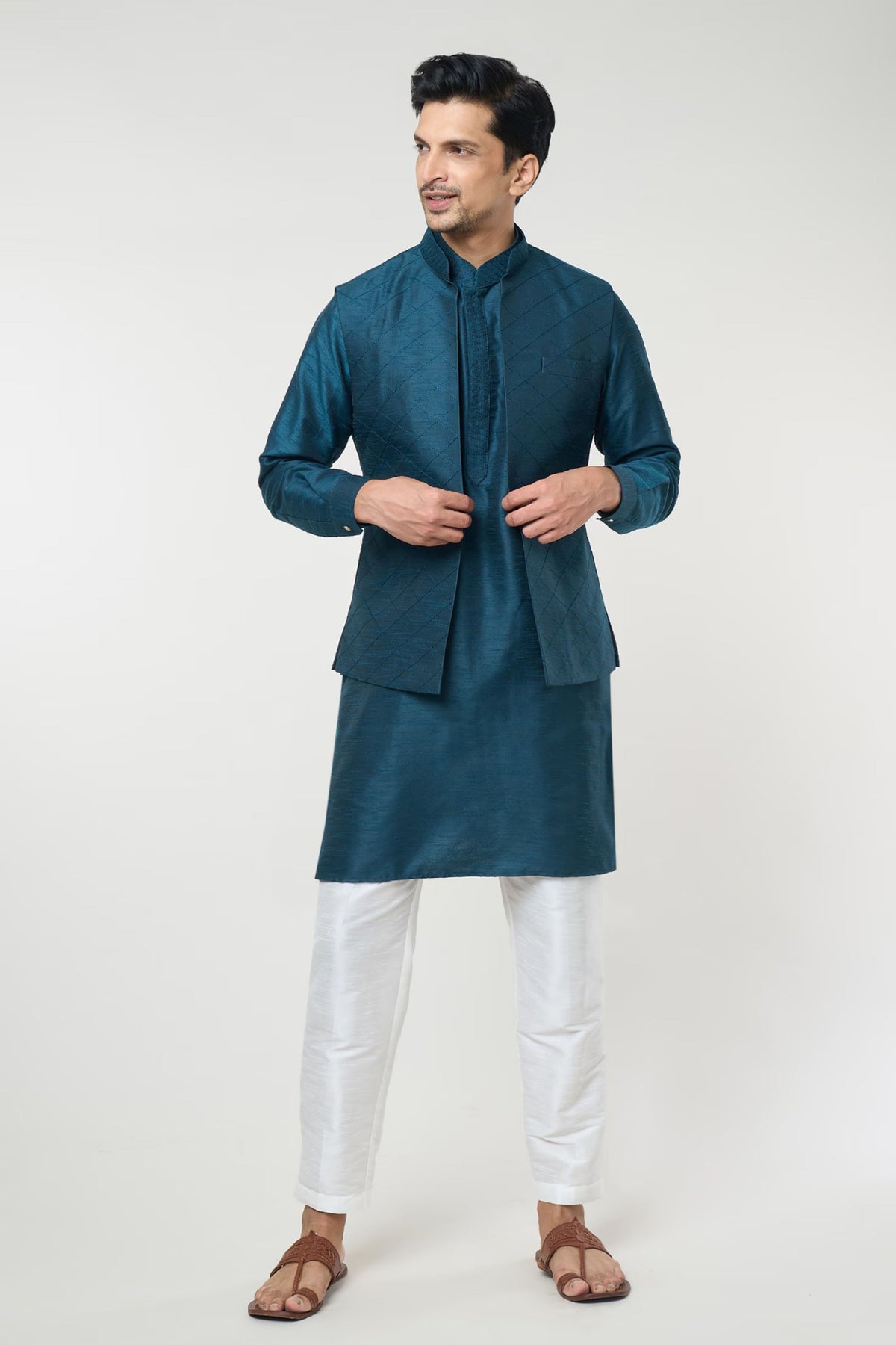 Rama Green Pintuck jacket Set
