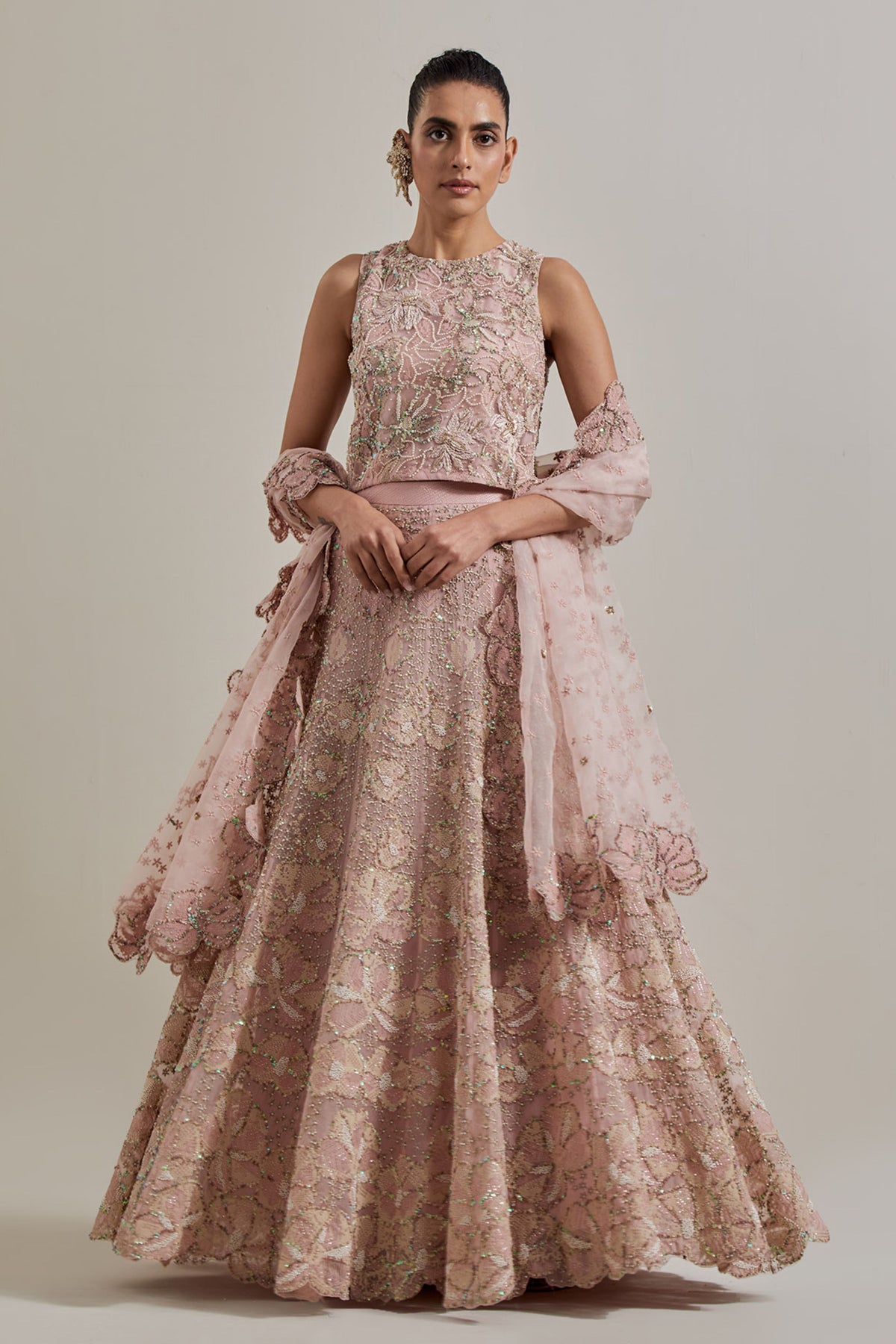 Champagne Lehenga Set