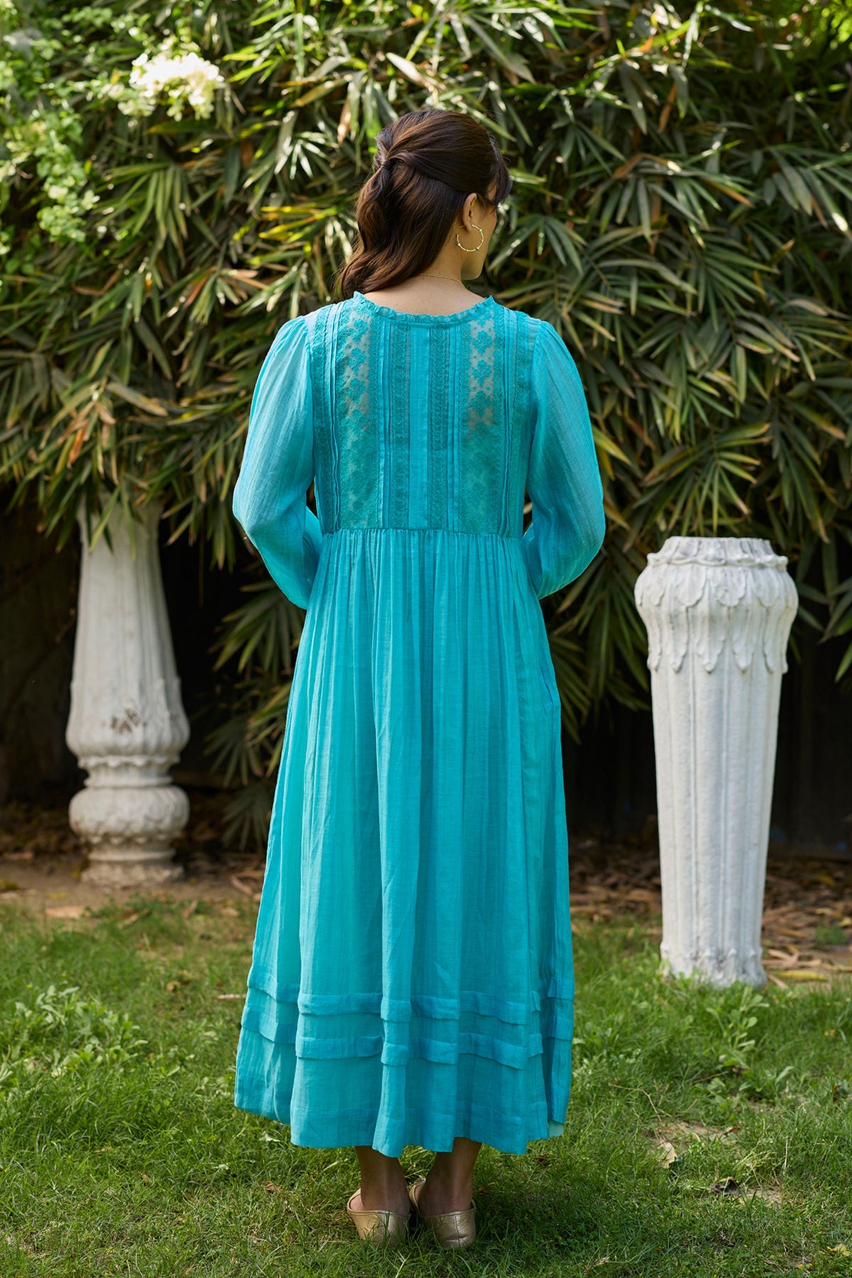 Wander Trail Blue Embroidered Dress