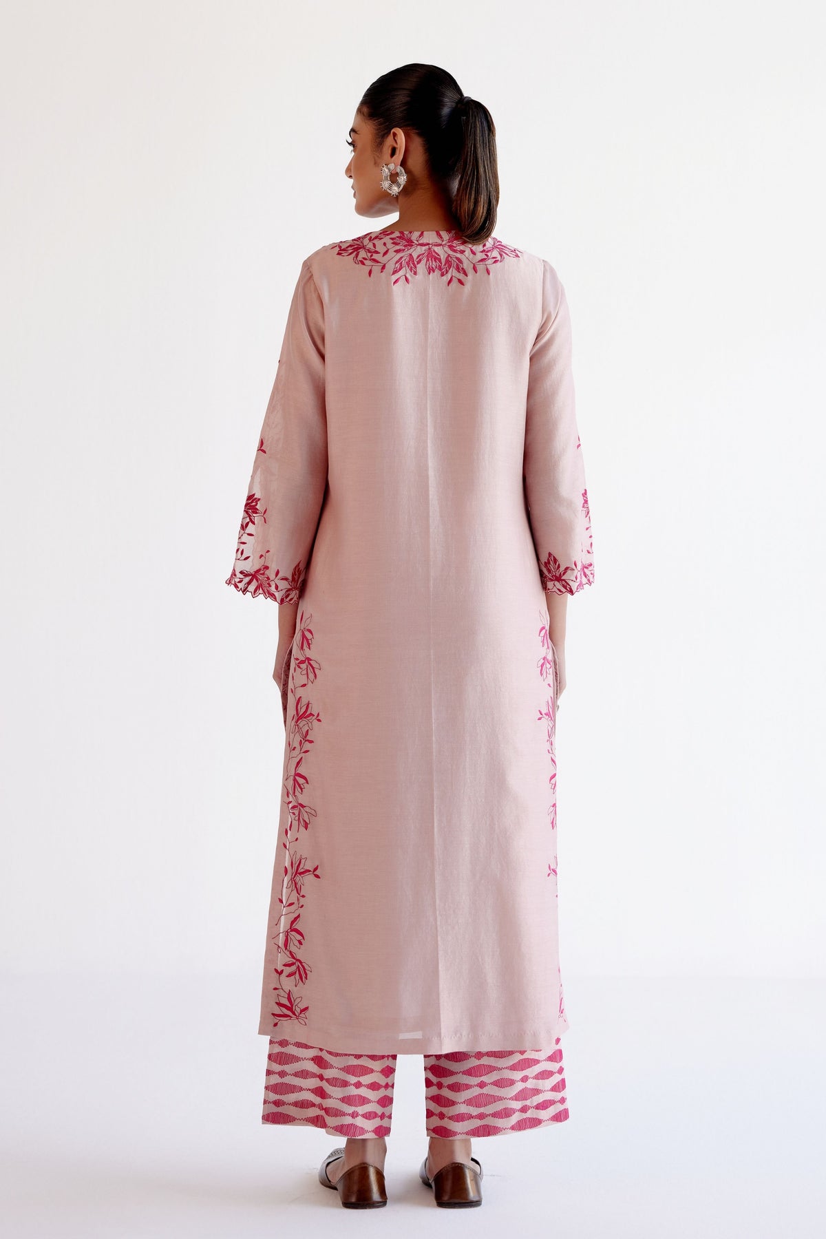 Blush Pink Resham Embroidery Kurta Set