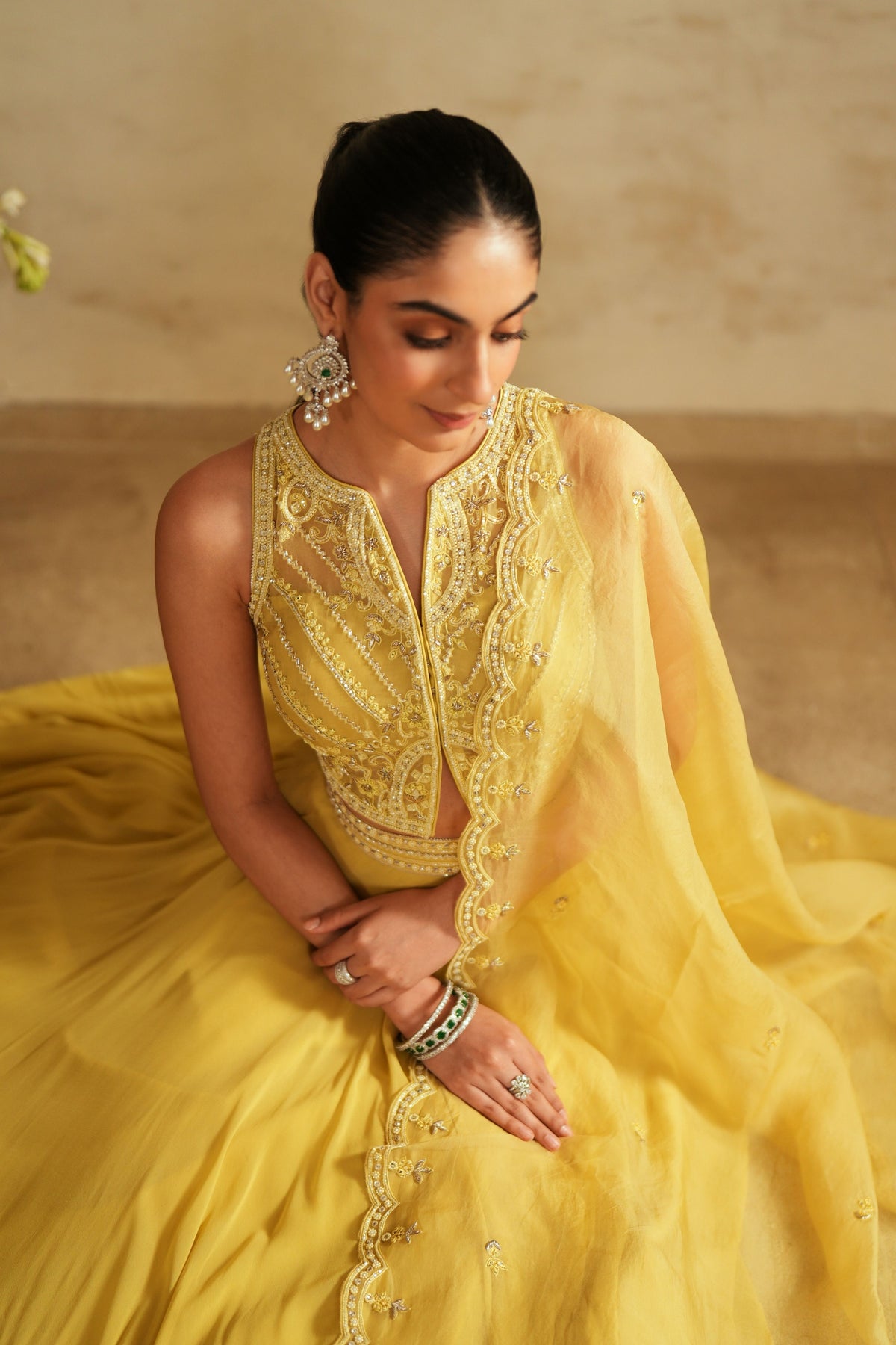 Lemon Yellow Jacket Lehenga Set