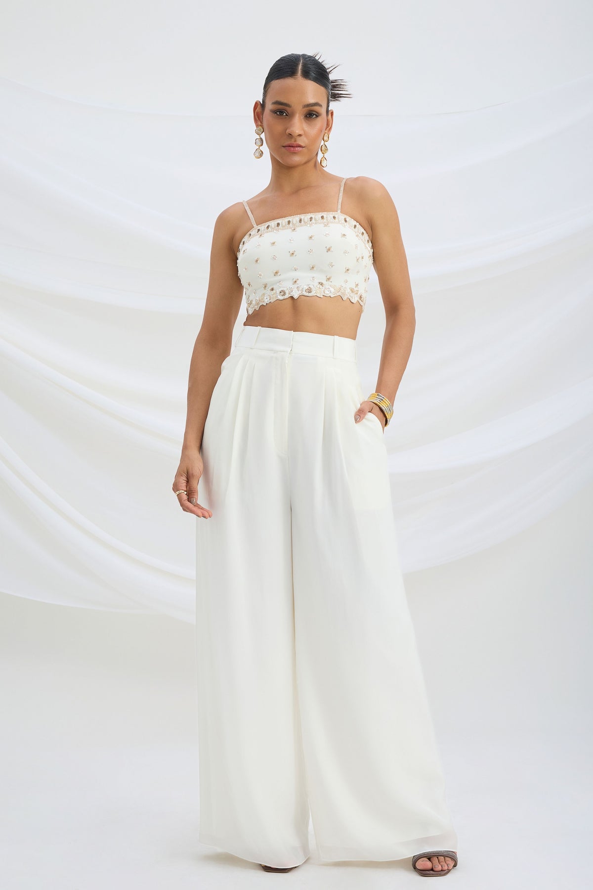Ivory Embroidered Cord Set
