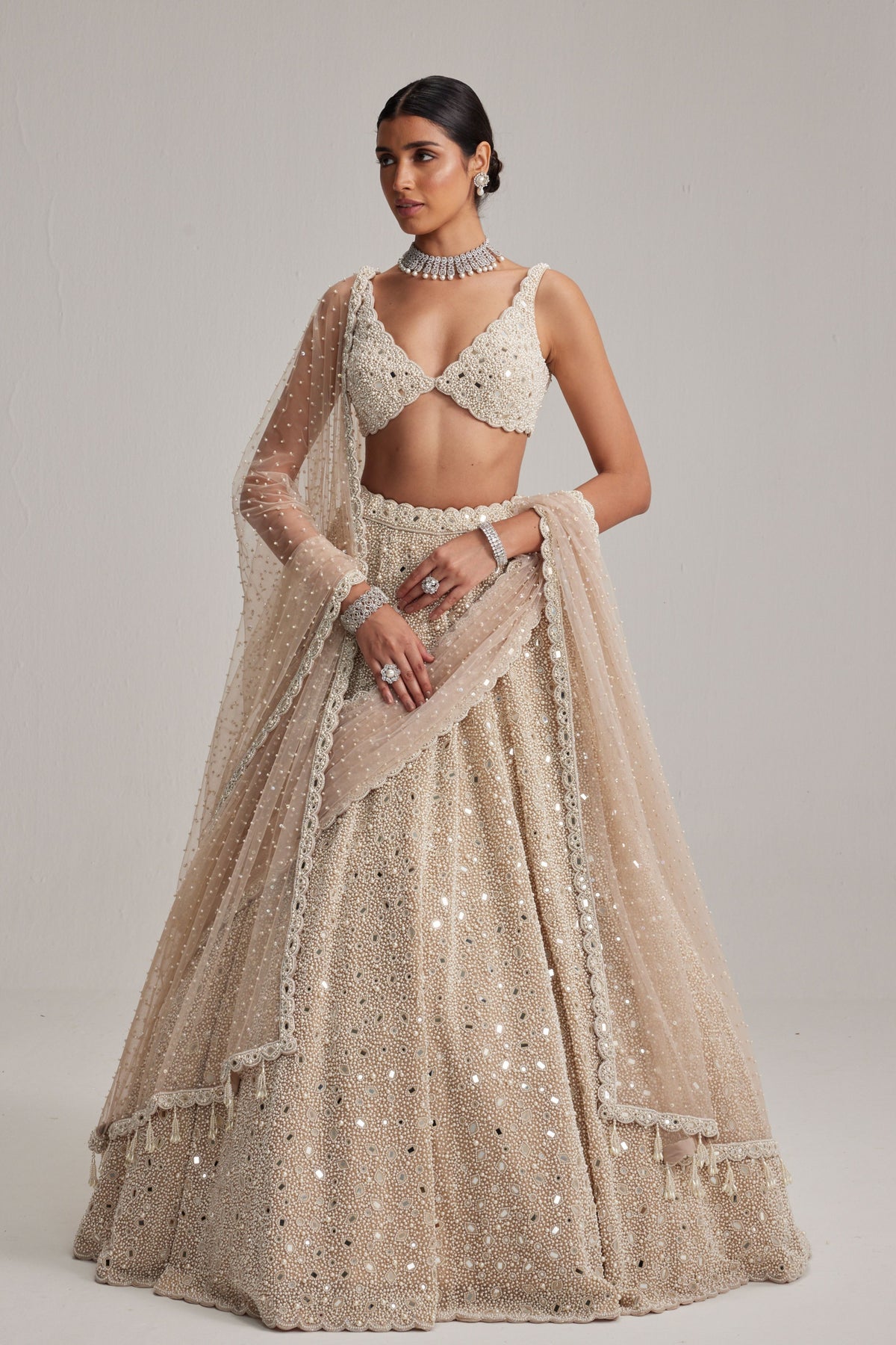 Light Beige Lehenga Set