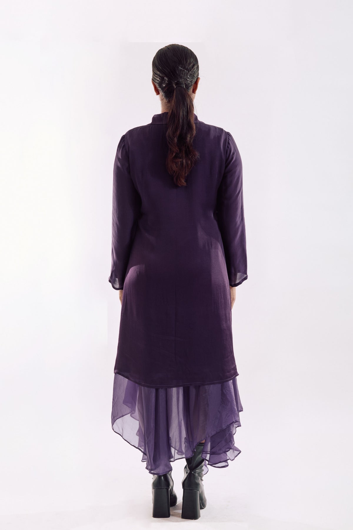 Purple Organza Jacket  Dress Set
