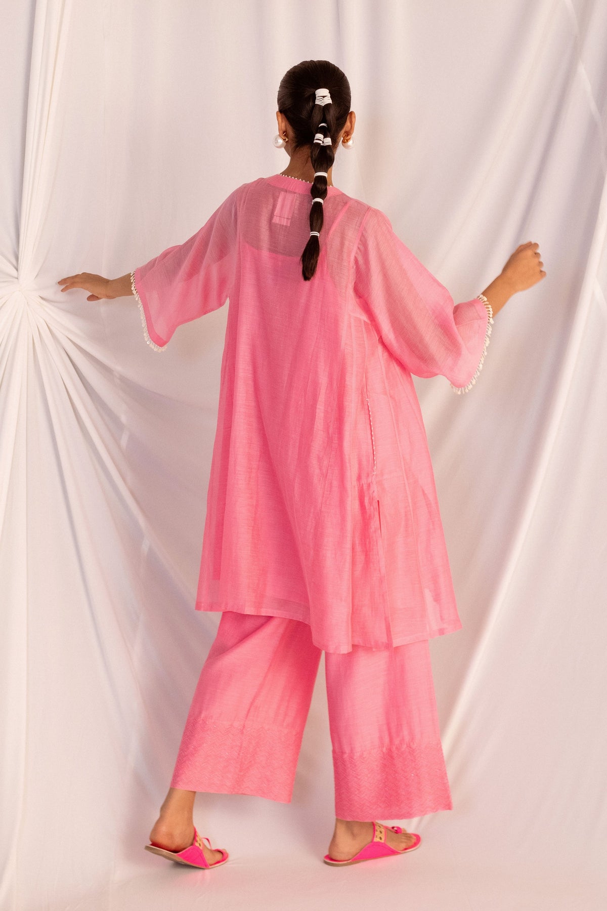 Pink Embroidered Tunic Set