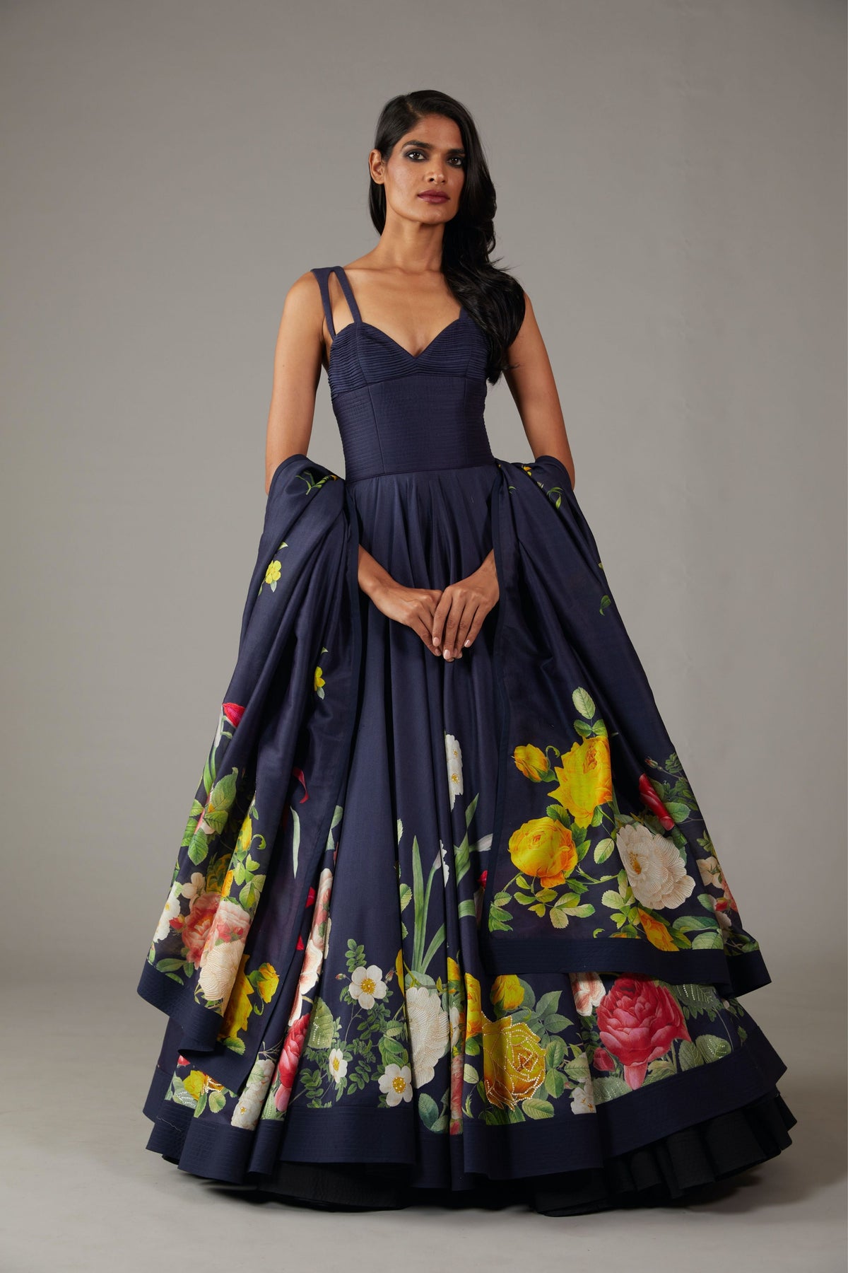 Printed Indigo Anarkali Set