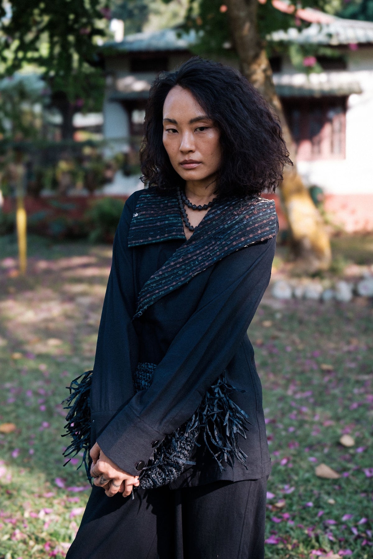 Black Green Arrow Collar Shirt