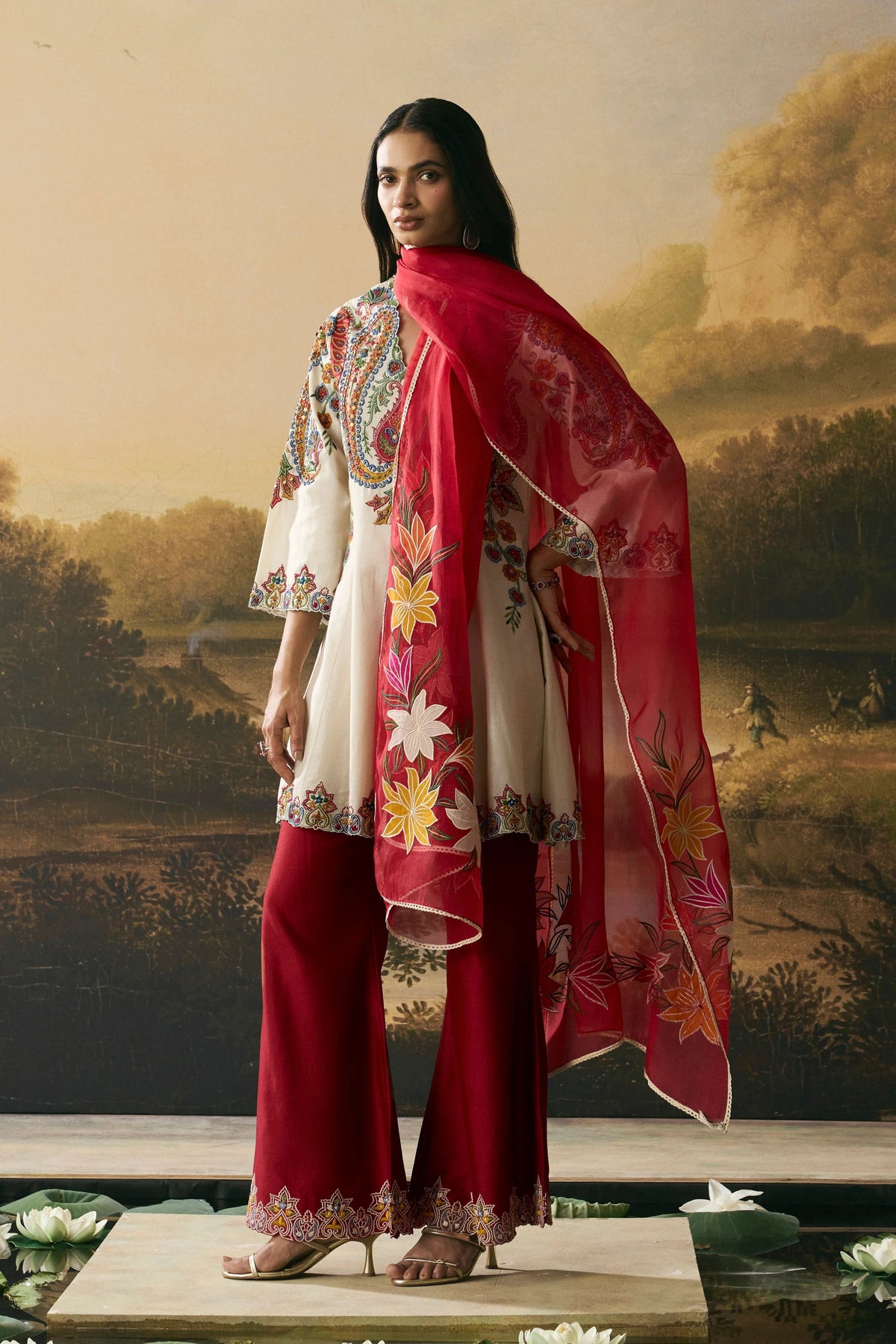Ivory Applique Kurta Set