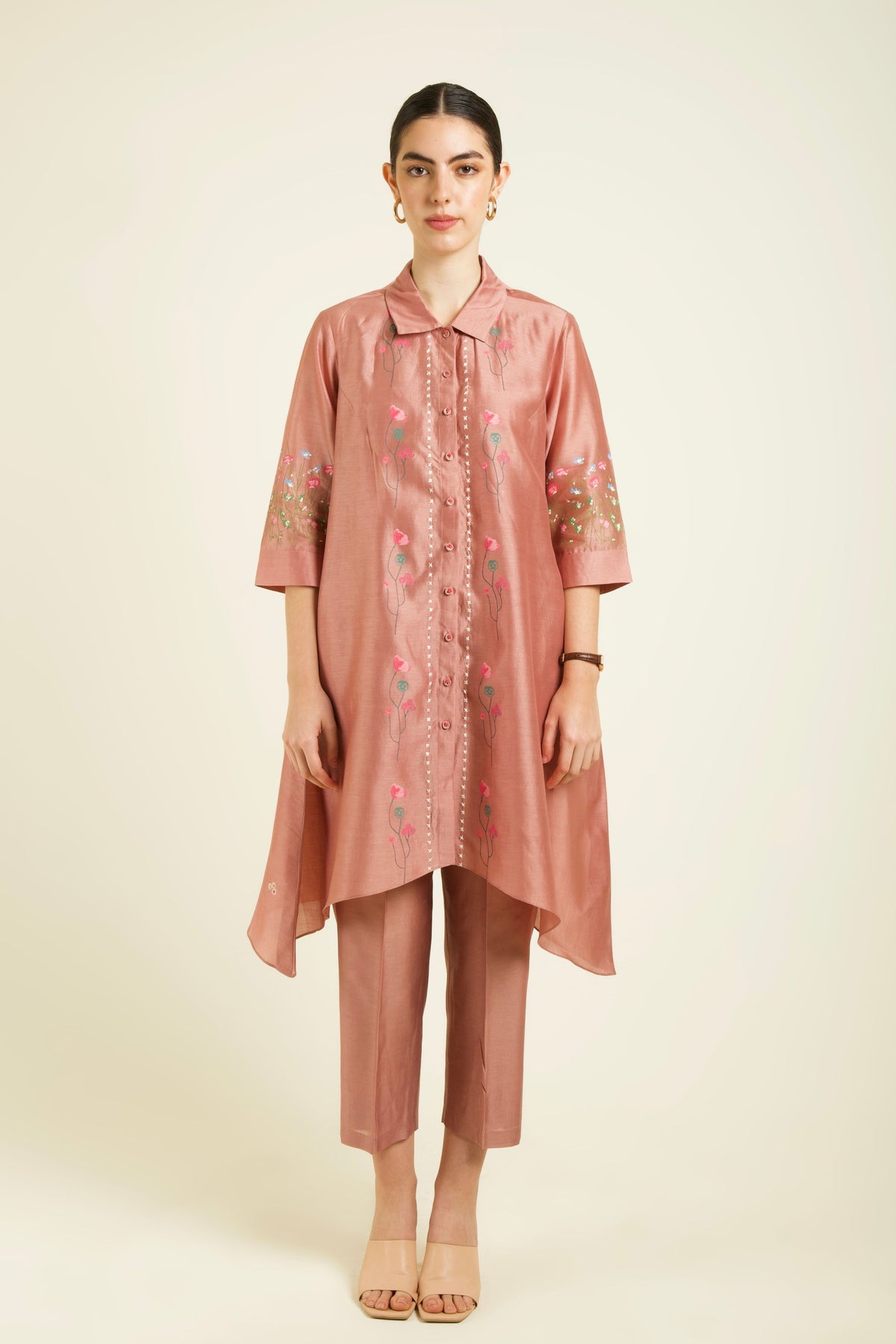 Almond Silk Tunic Set