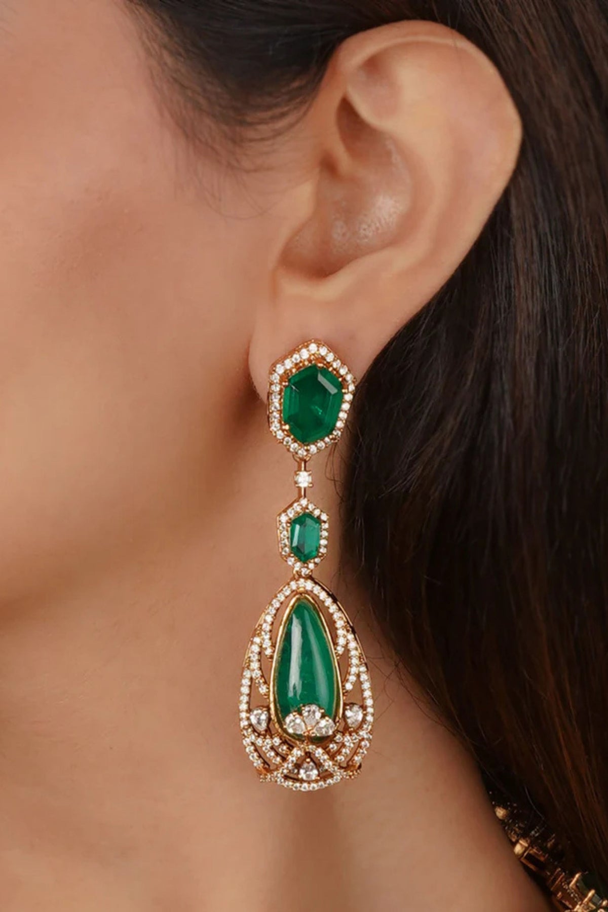 Green Faux Diamond Necklace Set