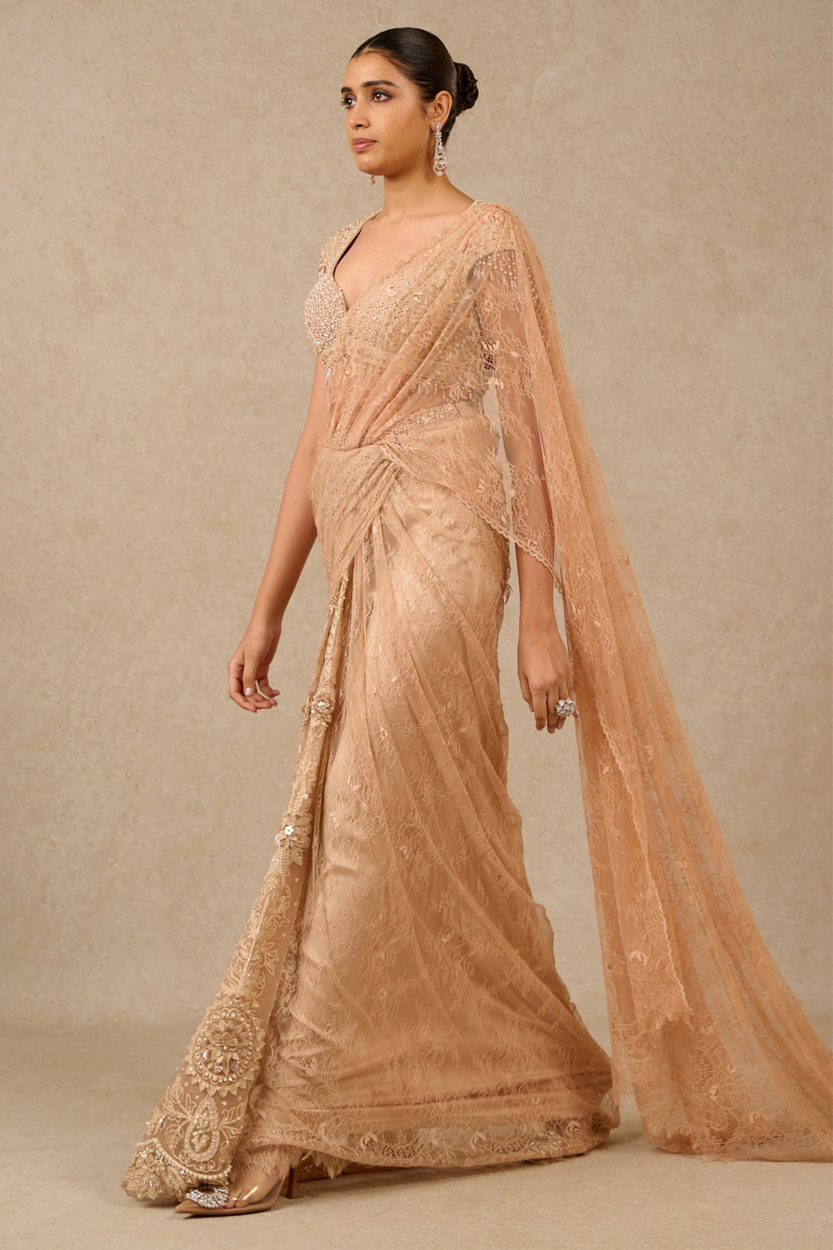 Gold Victorian Lace Concept Saree