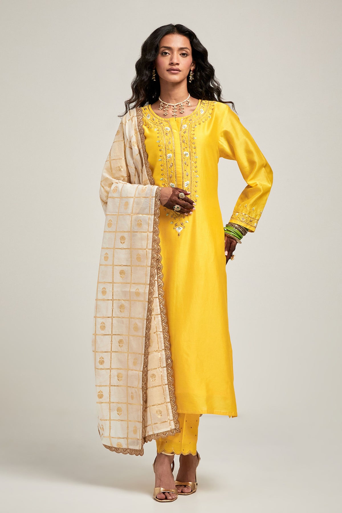 Yellow Embroidered Kurta Set