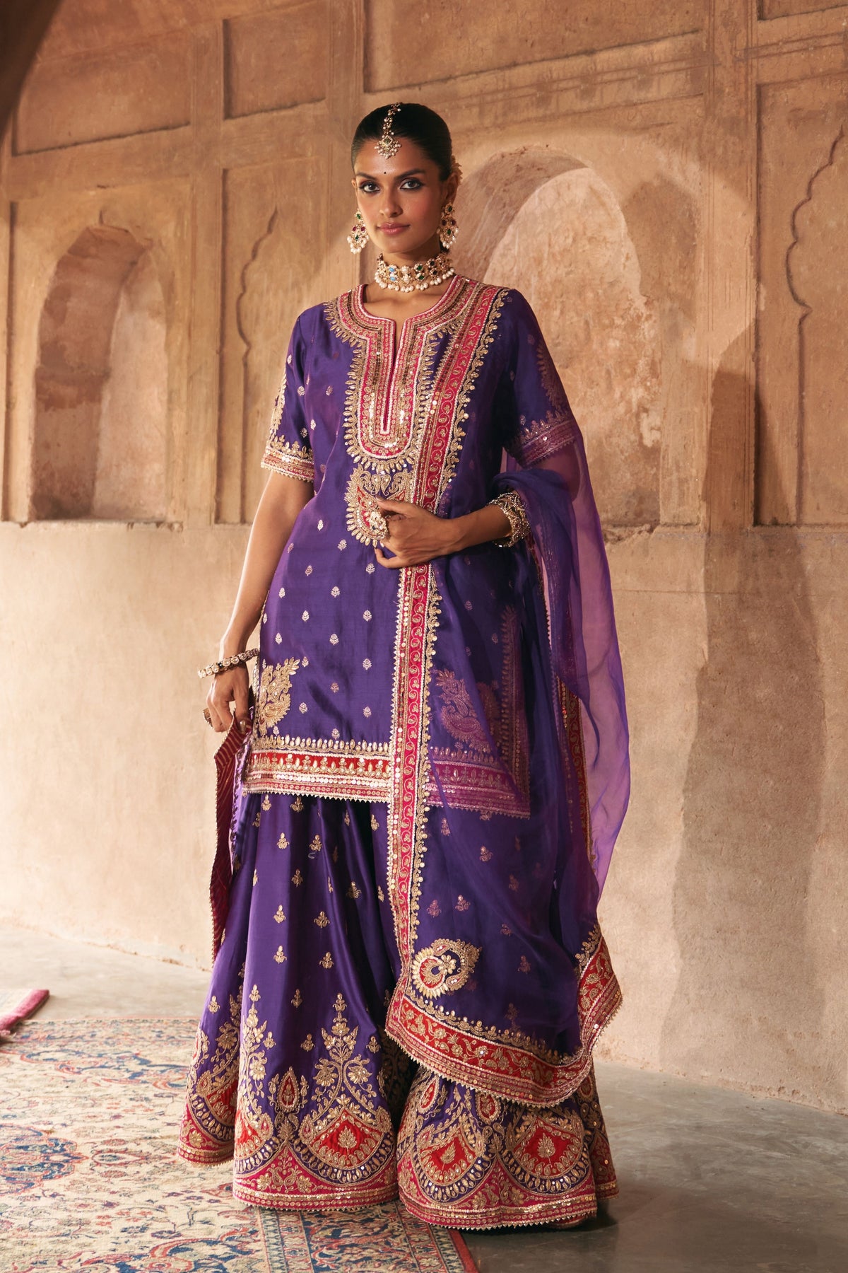 Areesha Purple Sharar Set