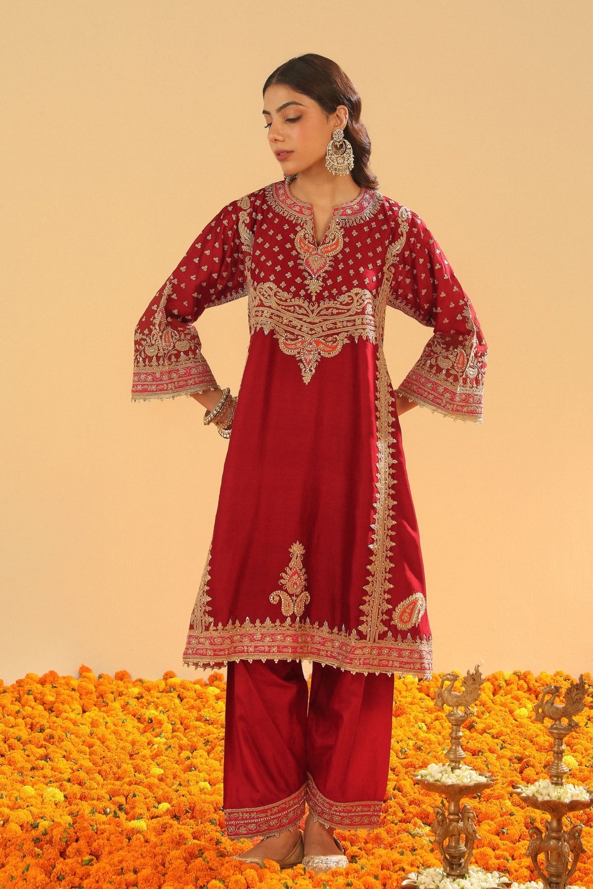 Deep Red Kurta Set
