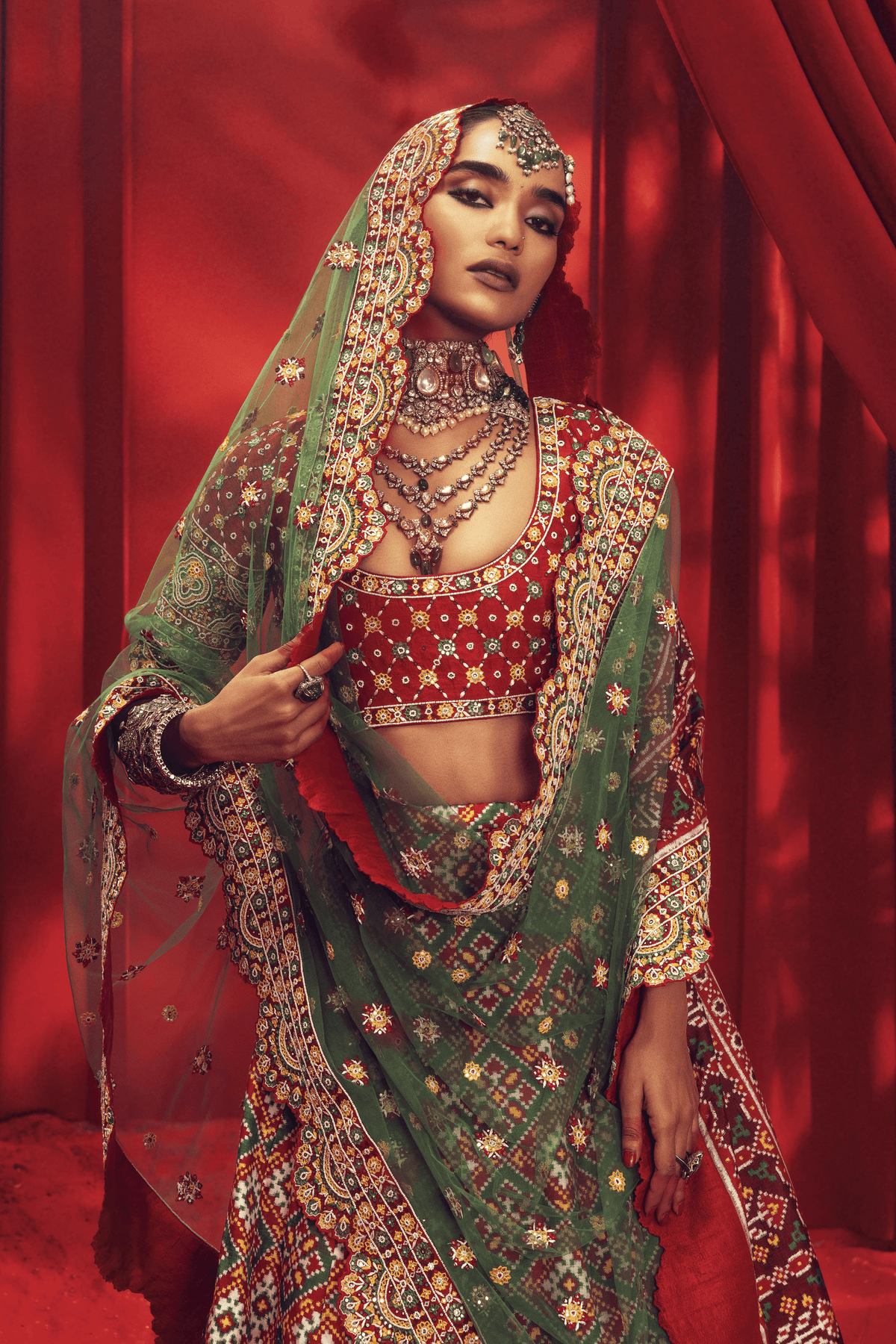 Green Patola Lehnga