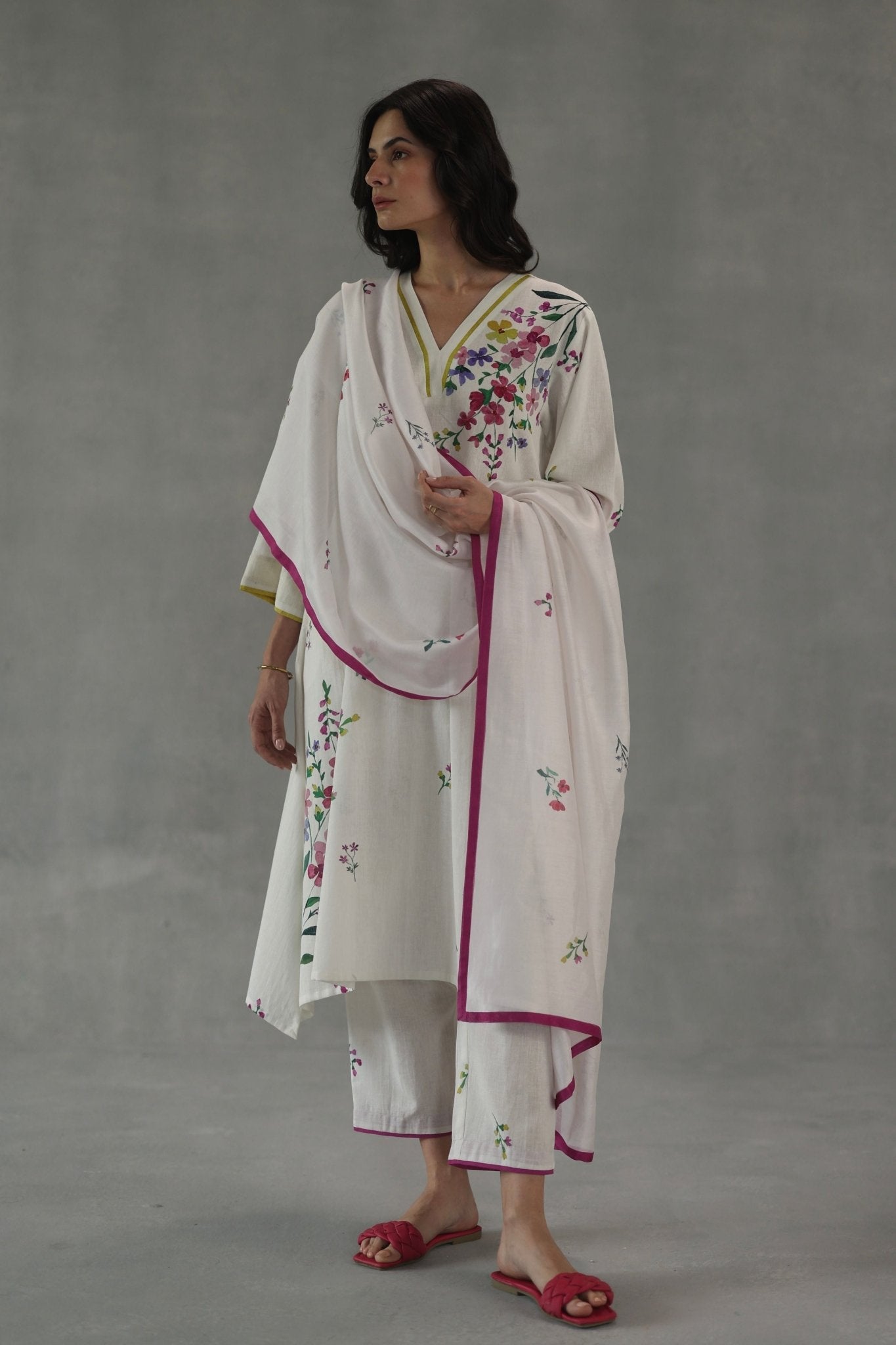 White Viola Dupatta - Roza Pret - Elahe