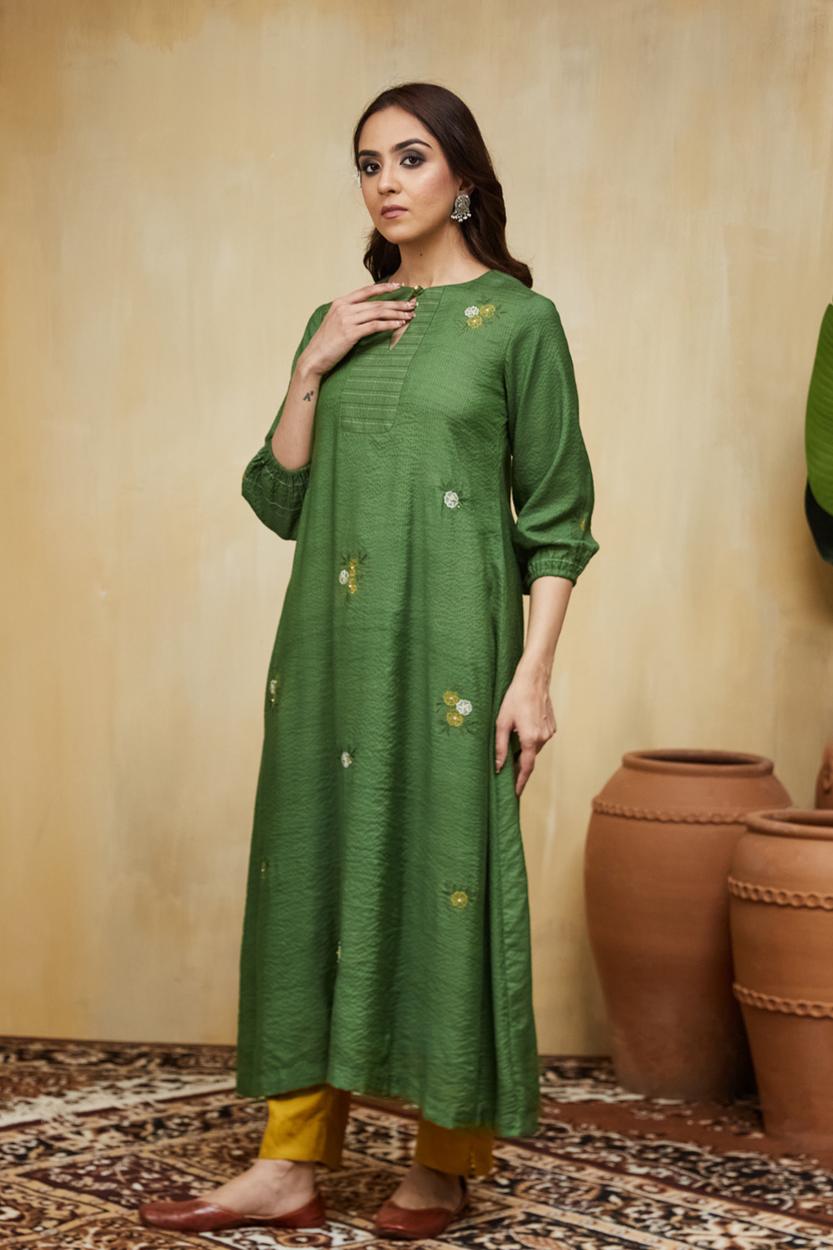 Garden Green Gardenia Cotton Kurta