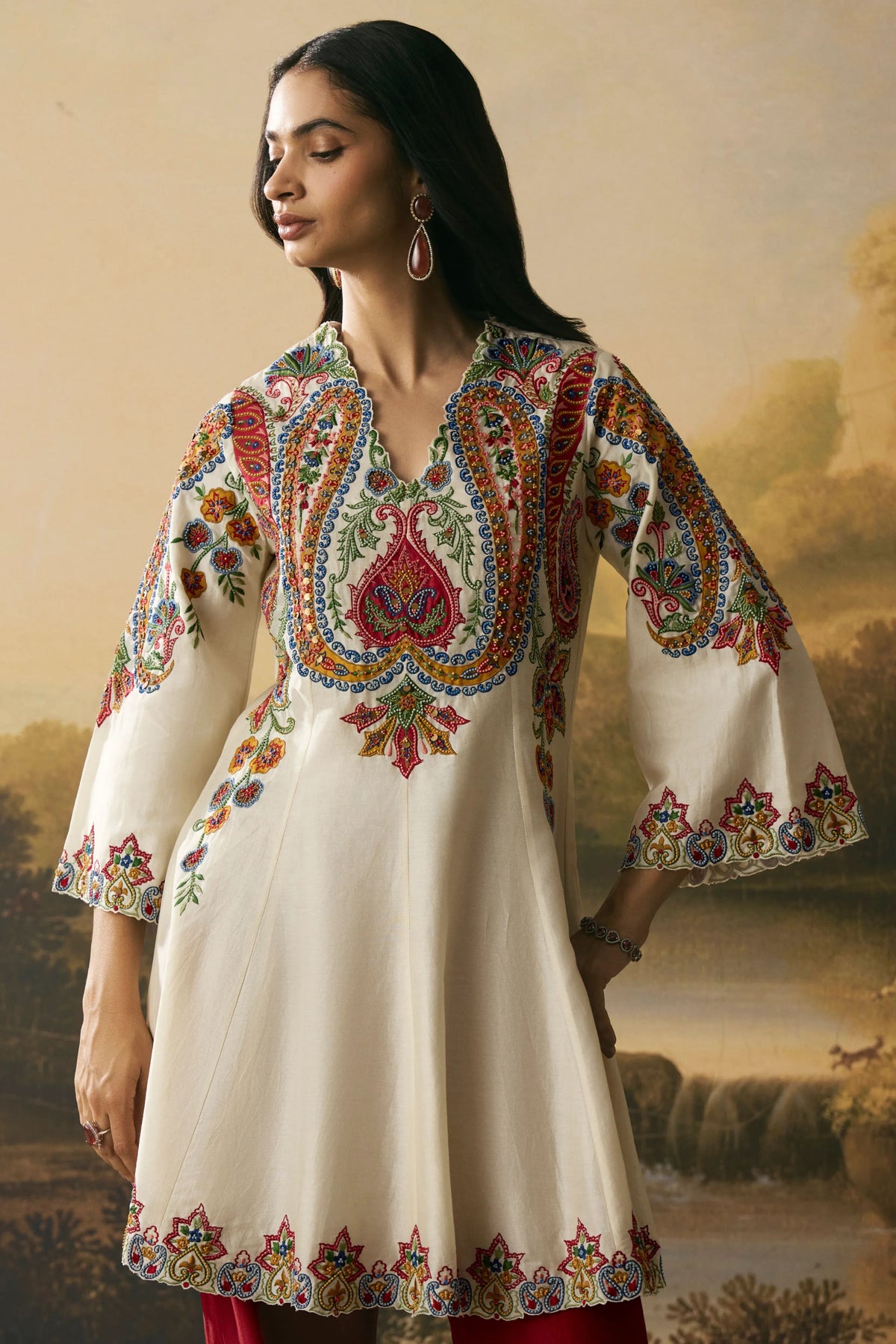 Ivory Applique Kurta Set