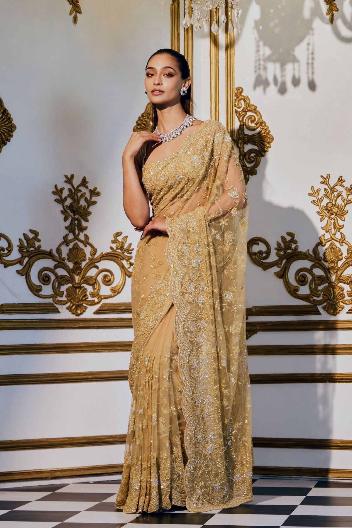 Liquid Gold  Saree Set
