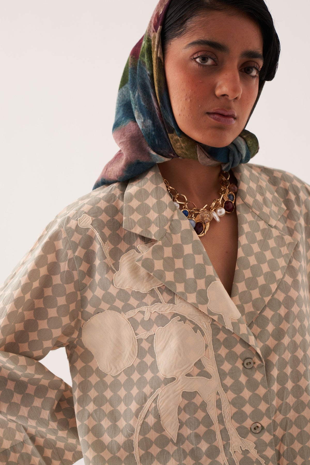 Cuboid Appliqe Jacket Shirt