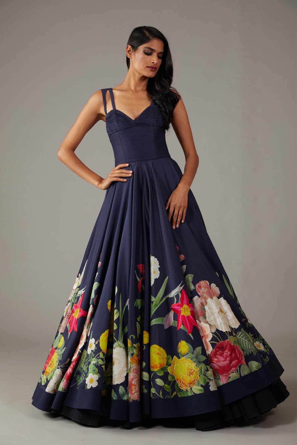 Printed Indigo Anarkali Set