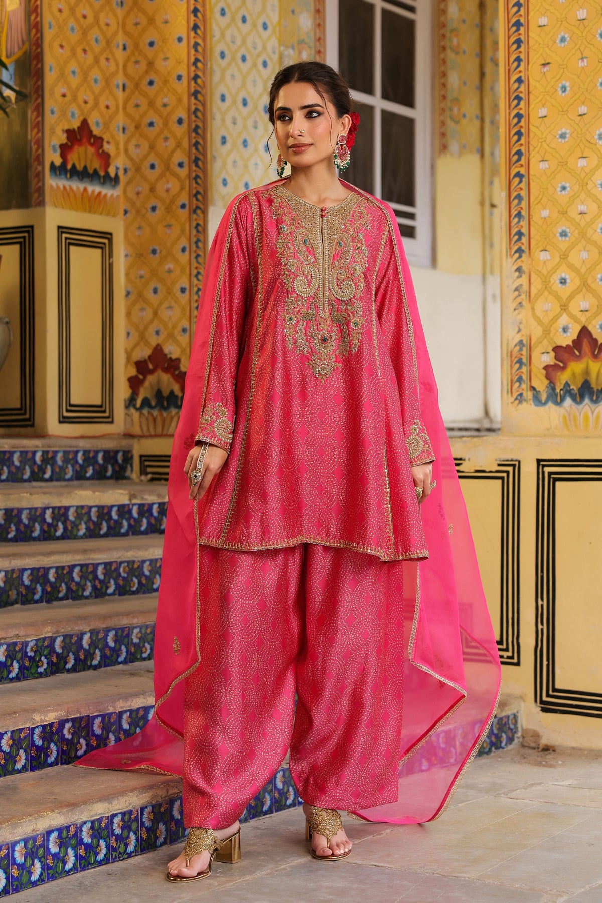 Ahista Pink Short Kurta Set