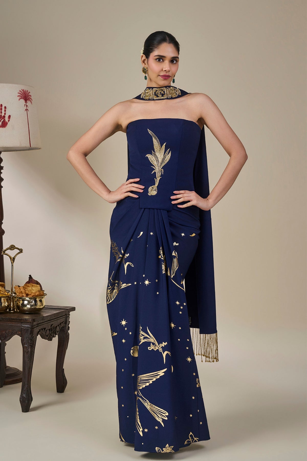 Blue Cosmic Birdsong Corset Set