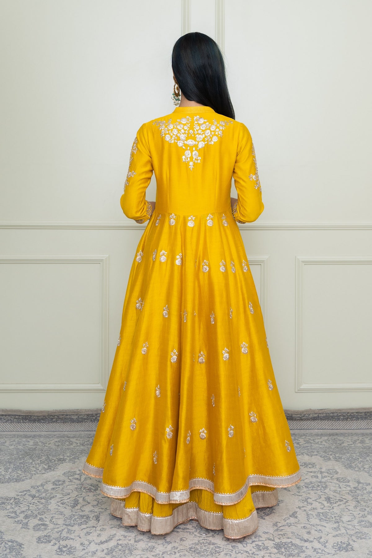 Glaze mustard- taveshi anarkali set