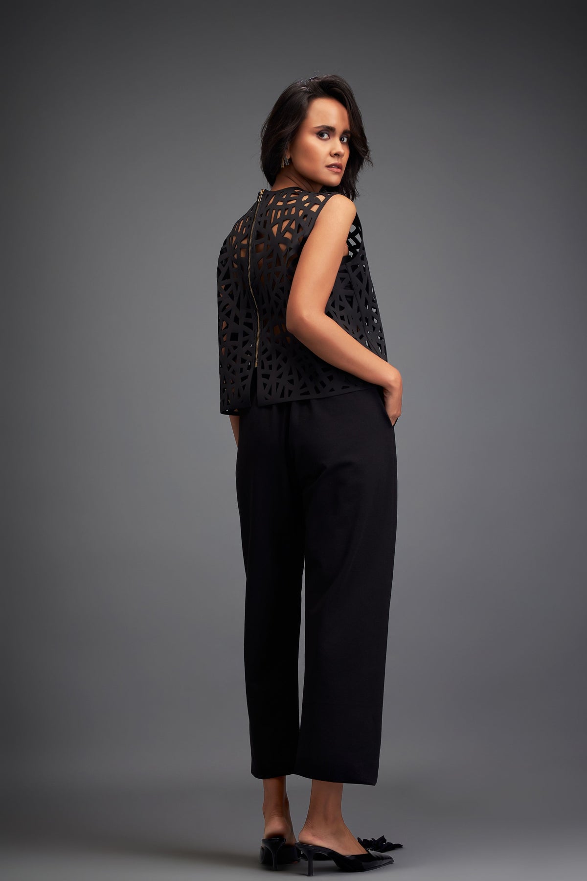 Cutwork Crop Top With Pant