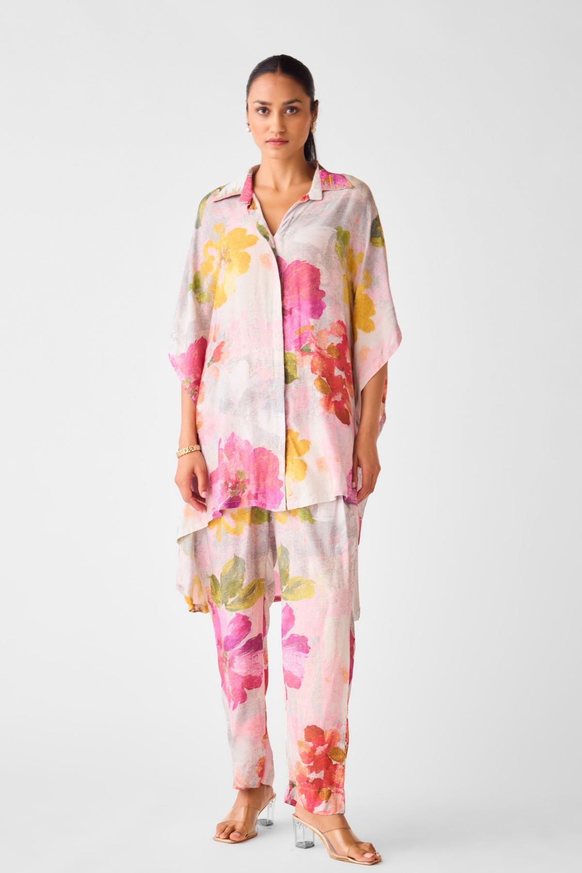 Grey Floral Muslin Co-ord Set