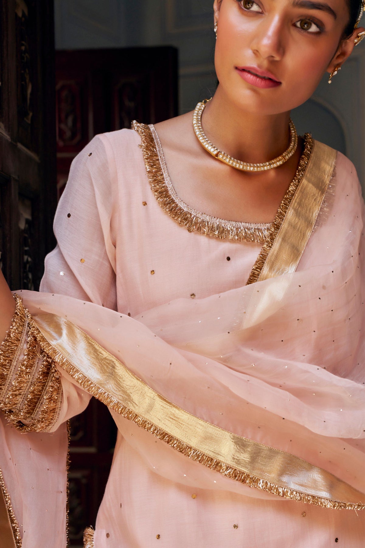 Vintage Blush Kurta Sharara Set