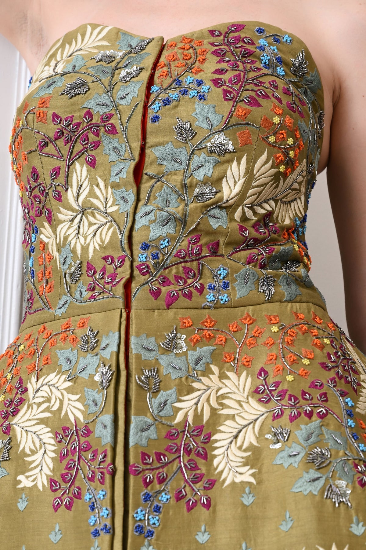 Olive Strapless Peplum Skirt Set