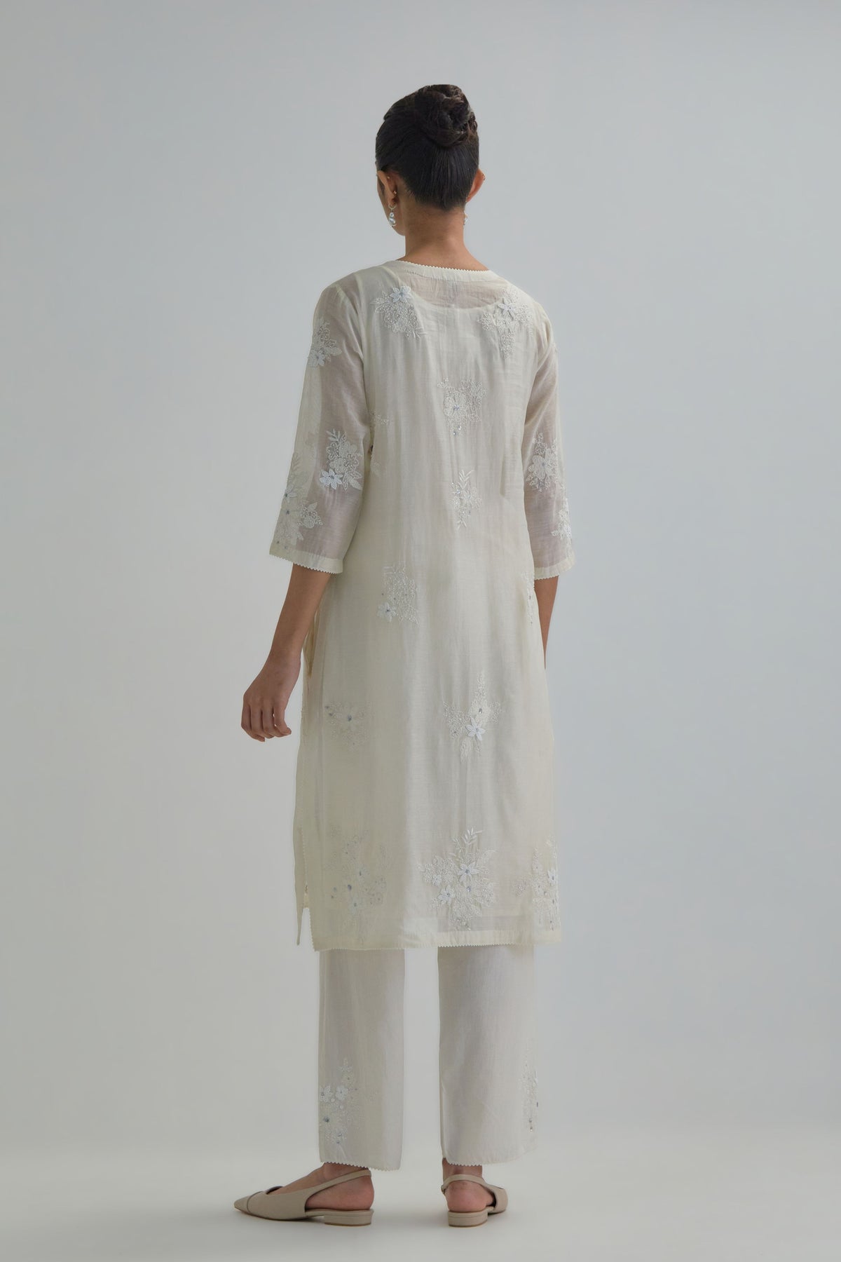 Off White Beaded Kurta Set
